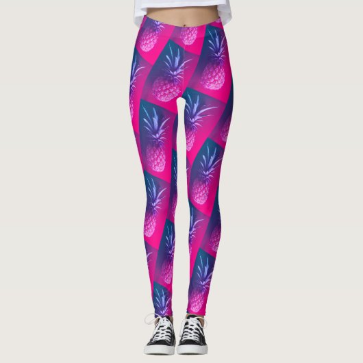 Funky Pink Lila Yummy Ananas Leggings (Vorderseite)