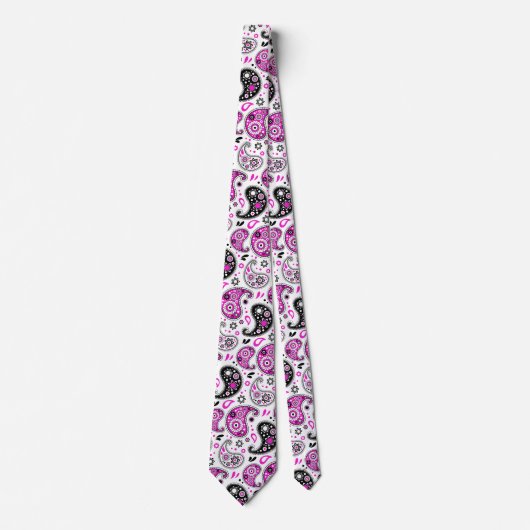 Funky Pink Modern Country Western Bandana Paisley Krawatte (Vorderseite)