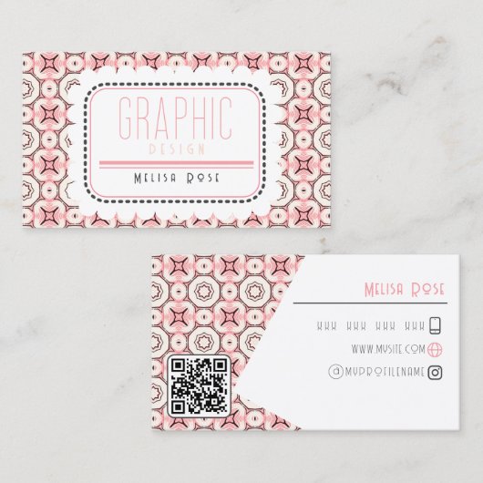 Funky Pink Muster und QR Code Visitenkarte (Vorne/Hinten)