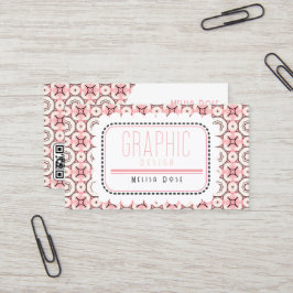 Funky Pink Muster und QR Code Visitenkarte