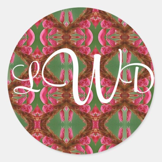Funky Pink Personalisiert Monogram Stickers/Siegel Runder Aufkleber (Vorderseite)