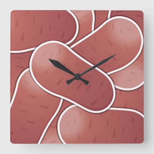 Funky Pink Potato Quadratische Wanduhr (Vorderseite)
