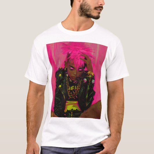Funky Pink Punk Personalisierter T - Shirt mit AR- (Vorderseite)
