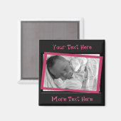 Funky Pink und Black Frame Magnet (Vorderseite/Rückseite)