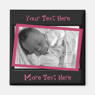 Funky Pink und Black Frame Magnet