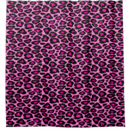 Funky Pink und Black Leopard Print Duschvorhang