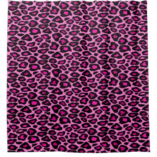 Funky Pink und Black Leopard Print Duschvorhang (Vorderseite)