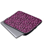 Funky Pink und Black Leopard Print Laptopschutzhülle (Vorne Knopf)