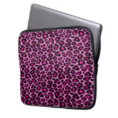 Funky Pink und Black Leopard Print Laptopschutzhülle (Vorderseite Links)