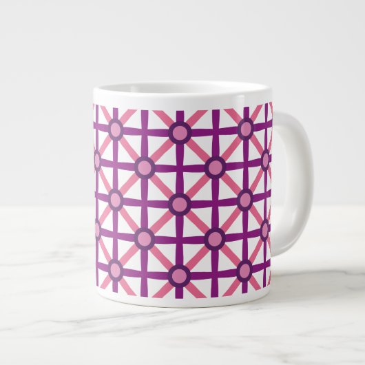 Funky Pink und Lila Muster Jumbo-Tasse (Vorderseite Rechts)