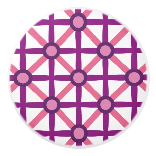Funky Pink und Lila Muster Keramikknauf (Vorderseite)