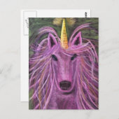 Funky Pink unicorn Postkarte (Vorne/Hinten)