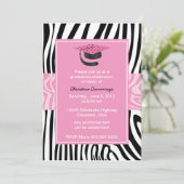 Funky Pink Zebra Abschluss Einladung (Stehend Vorderseite)
