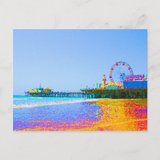 Funky Pixels Santa Monica Pier Postkarte (Vorderseite)