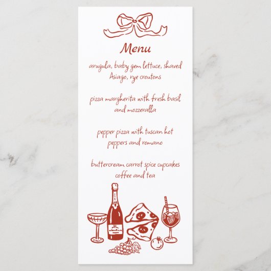 Funky Pizza Wine Handwritten Illustrated Menu Menükarte (Vorderseite)