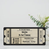 Funky Playbill Wedding Silver Metallic Einladung (Stehend Vorderseite)