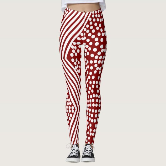 Funky Polka Dot Lines kühne Leggings (Vorderseite)