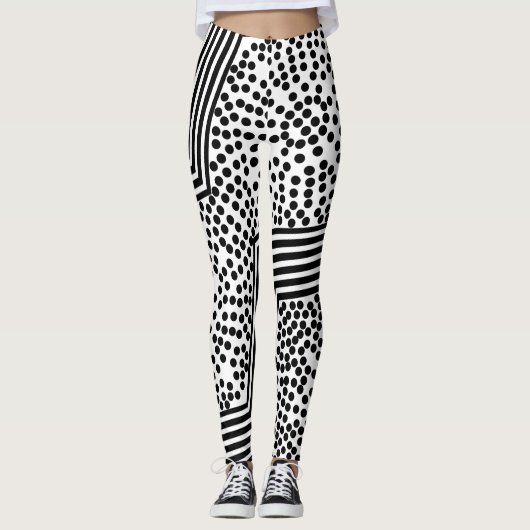 Funky Polka Dot Lines kühne Leggings (Vorderseite)