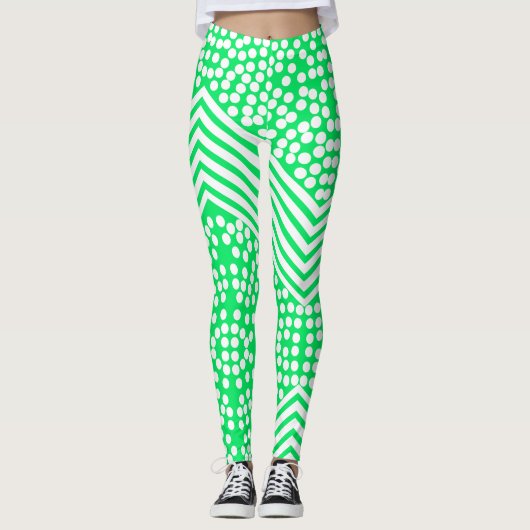 Funky Polka Dot Lines kühne Leggings (Vorderseite)