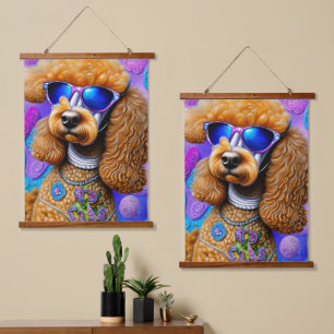 Funky Poodle Wandteppich Mit Holzrahmen