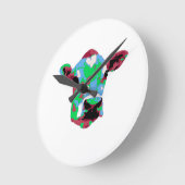 Funky Pop-Kunst-Kuh Runde Wanduhr (Winkel)