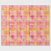 Funky Preppy Orange und Pink Kariert Wrapping Pape Geschenkpapier (Flach)