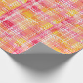 Funky Preppy Orange und Pink Kariert Wrapping Pape Geschenkpapier (Ecke)
