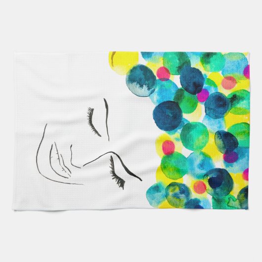 Funky Psychedelic Bubenhaar Geschirrtuch (Horizontal)