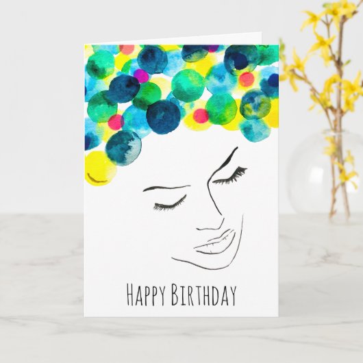 Funky Psychedelic Bubenhaar Karte (Gelbe Blume)