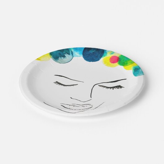 Funky Psychedelic Bubenhaar Pappteller (Schrägansicht)