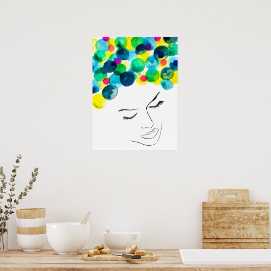 Funky Psychedelic Bubenhaar Poster (Küche)