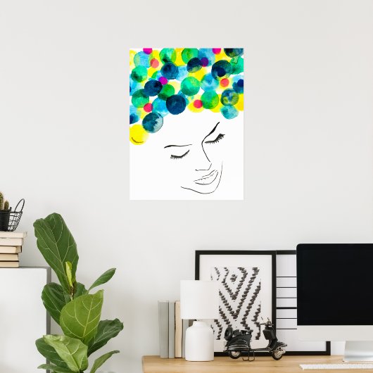 Funky Psychedelic Bubenhaar Poster (Heimbüro)