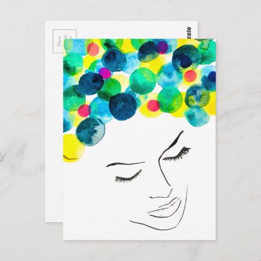 Funky Psychedelic Bubenhaar Postkarte (Vorne/Hinten)