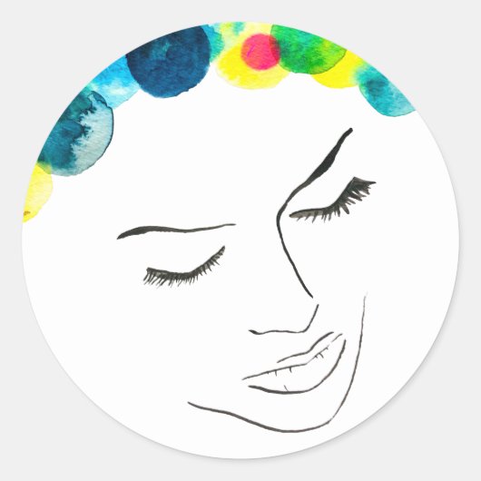 Funky Psychedelic Bubenhaar Runder Aufkleber (Vorderseite)