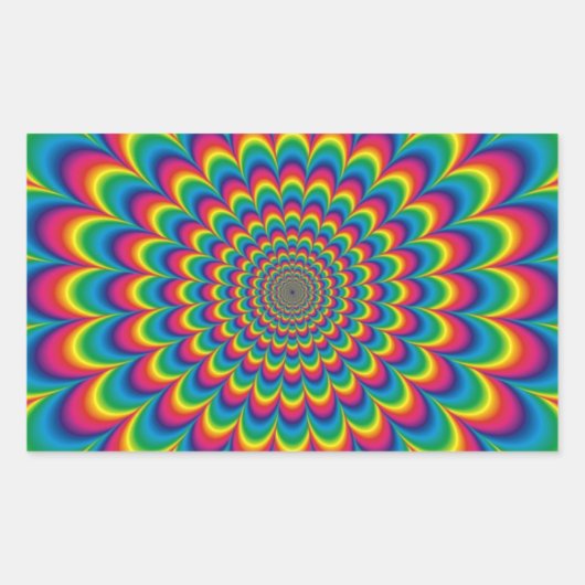 Funky Psychedelic Color Fest Rechteckiger Aufkleber (Vorderseite)