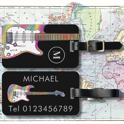 Funky Psychedelic Electric Guitar Personalisiert Gepäckanhänger