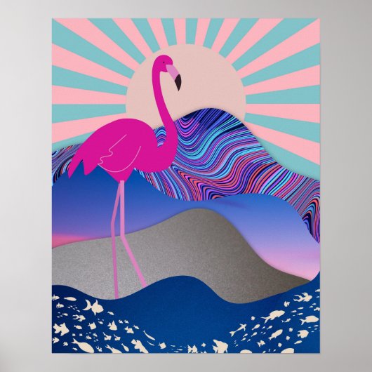 Funky Psychedelic Flamingo Poster (Vorne)
