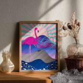 Funky Psychedelic Flamingo Poster