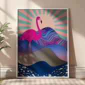 Funky Psychedelic Flamingo Poster