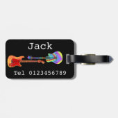 Funky Psychedelic Gitarre Pop Art Music Instrument Gepäckanhänger (Rückseite horizontal)