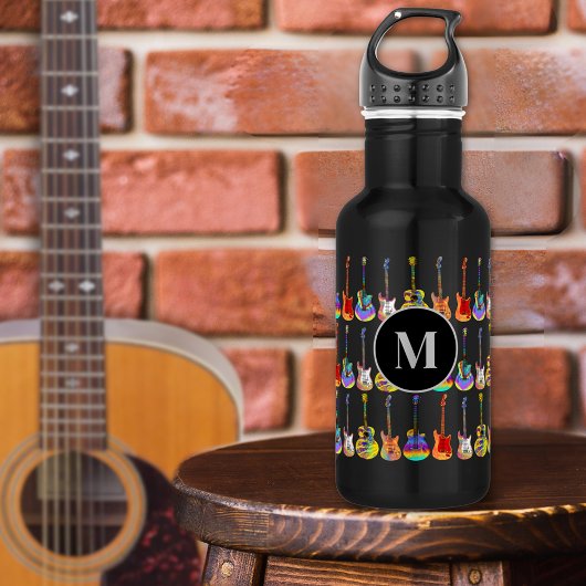 Funky psychedelic Gitarrenmuster Monogram Edelstahlflasche
