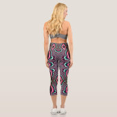 Funky Psychedelic Green and Red Fraktal Pattern Capri Leggings (Rückseite)
