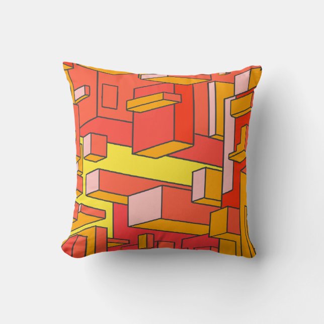 Funky Psychedelic Orange Throw Kissen (Vorderseite)
