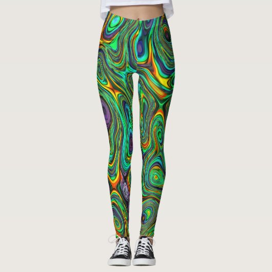 Funky psychedelische bunte abstrakte Leggings (Vorderseite)