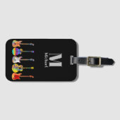Funky psychedelische Gitarren-Monogramm Gepäckanhänger (Vorderseite (Horizontal))
