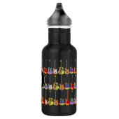 Funky psychedelisches Gitarren-Pattern Monogramm Edelstahlflasche (Rechts)
