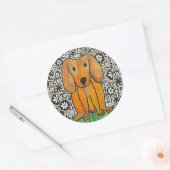 Funky Puppy Runder Aufkleber (Umschlag)