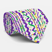 Funky Purple Green Gold Stripes Mardi Gras Festive Krawatte (Gerollt)