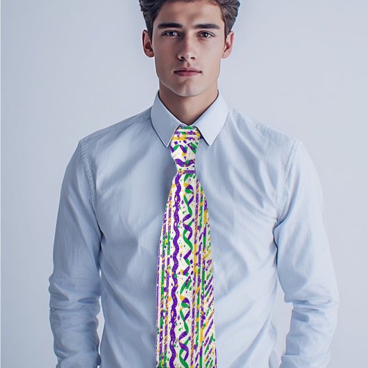 Funky Purple Green Gold Stripes Mardi Gras Festive Krawatte