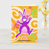 Funky rabbit, Grußkarte Karte (Gelbe Blume)